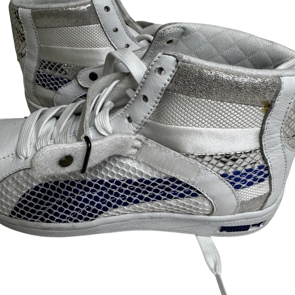 PUMA HI-TOP THE KEY WHITE SURF THE WEB BLUE WHITE WOMENS SNEAKERS SIZE 7.5  NWOT - Picture 10 of 11